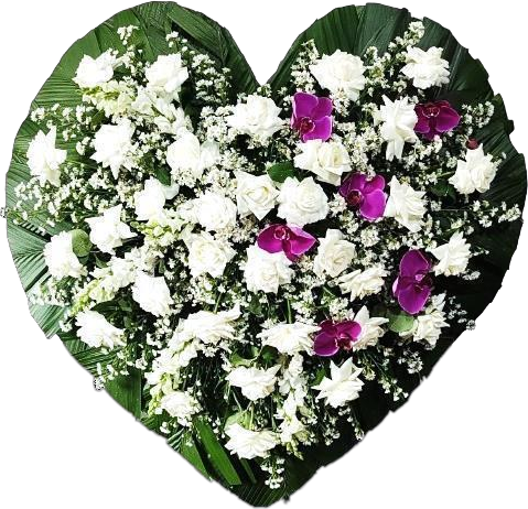 Coroa de flores Coração Cheio (C4) Branco — código 40136